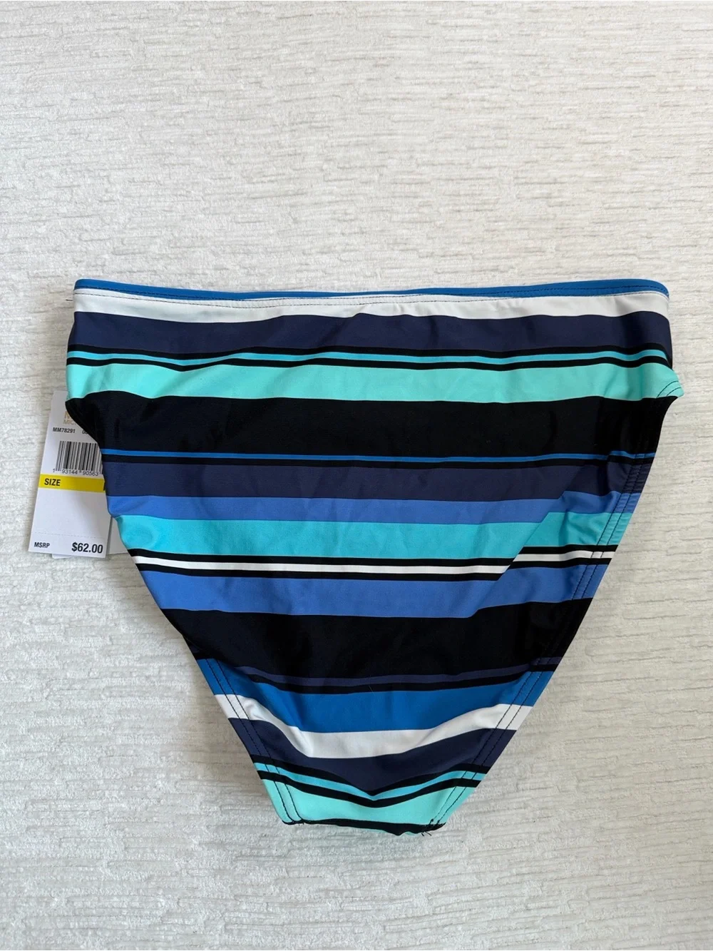 Michael Kors Striped High-Leg Bikini Bottom - Black Multi NWT